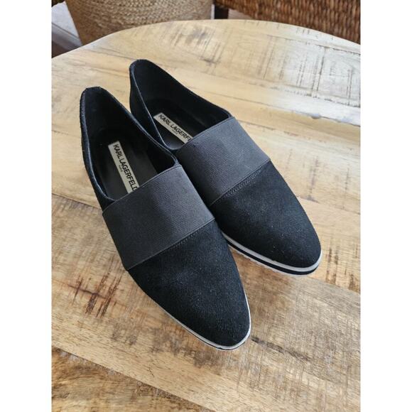 Karl Lagerfeld Shoes - KARL LAGERFELD Kristi Black Leather Almond Toe Slip On Sneakers Shoes Women 6.5